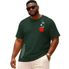 Camiseta Plus Size Premium Estampa Flor Minimalista + Escrita Estilosa
