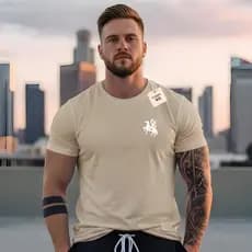 Camiseta Masculina Cavalo Guarnição Bco Malha Premium 100% Algodão na Moda