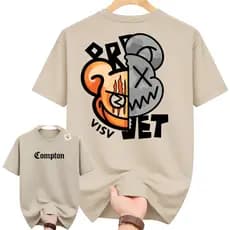 Camiseta Streetwear Masculina Compton Oversized Estampa Premium Frente e Costas
