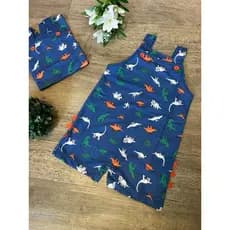 Jardineira Dino Dinossauro Roupa para Bebes Moletinho Verão Calor
