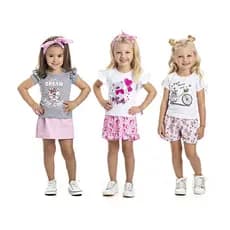 Kit Floripa 3 Conjuntos Roupa Infantil Verao Menina