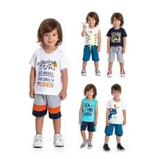 Kit Lote Floripa 3 Conjuntos Roupa Infantil Verao Menino