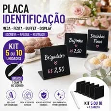 Placa Display Preço Buffet Mesa Self Service Vitrine Kit 5 ou 10 + Caneta