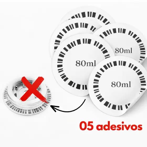 05 Códigos de Barra Adesivo para Adaptador Vertuo Inox Maquina Nespresso 80ml - Mibea/ Icafilas