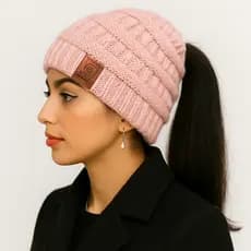 Touca Gorro Frio Inverno De Lã Com Furo Para Rabo De Cavalo
