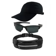 Kit Bonés Liso De Aba Curva, Oculos De Sol, Pochete Impermeável - Esportivo, Unissex Para Corrida, Caminhada, Ciclismo
