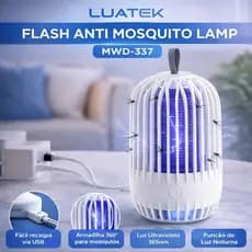 Lâmpada Anti Mosquito LUATEK MWD-337 USB 365nm Armadilha 360° Luz Noturna