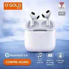 Fone Bluetooth 5.4 αGold Pro Sem Fio | HiFi Estéreo | Touch | Bateria Longa | Compatível Android e iPhone