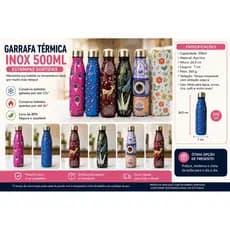 GARRAFA TÉRMICA INOX 500ML – ESTAMPAS SORTIDAS 🌸✨