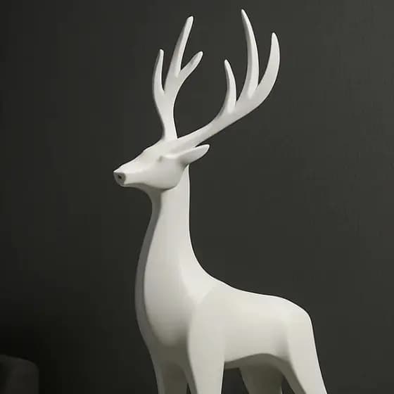 Escultura de Cervo Galhado Minimalista - Decoração Casa Cervo Escultura 3D