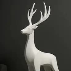 Escultura de Cervo Galhado Minimalista - Decoração Casa Cervo Escultura 3D