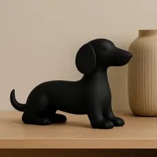 Estátua Cachorro Salsicha Dachshund 3D | Decoração Pet Minimalista | Preto ou Branco