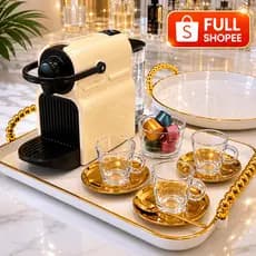 Bandeja Luxo Borda Dourada Decorativa com alças Grande Banheiro Lavabo Multiuso Cantinho do Café