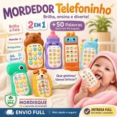 Mordedor e Telefone Celular Infantil Educativo Musical 2 em 1 brinquedo para bebê Livre de BPA