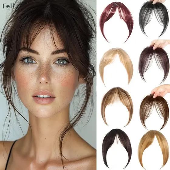[Fel] Peruca De Cabelo Sintético Franja Pedaço Natural Fofa Extensões De Grampo Postiços Para Mulheres Acessórios De Est