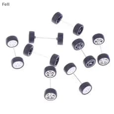 [Fel] 1 Conjunto De Rodas De Carro DIY Racing 1 : 64 Para Pneu De Borracha Com Modelo De Eixo De Roda Peça Modificada Ve