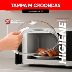 Tampa De Microondas Para Alimentos Com Válvula e Alça De Plastico 9x29cm Diâmetro