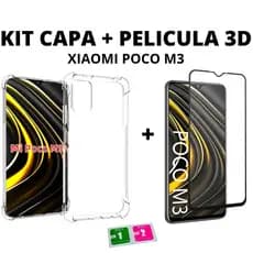 Case Capinha Anti Impacto Shock Transparente + Pelicula 3D Xiaomi Poco M3