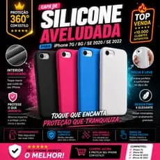 Case Capinha Silicone Veludo Iphone 7 8 SE 2° 3° Geração 2020 2022 Camurça Premium Capa