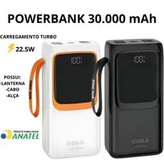 Carregador Portátil PowerBank 30.000 Anatel Original A'Gold Power Bank 30000 Turbo Rápido