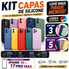 Kit 3 e 5 Capa Silicone Aveludada Para Iphone 7 8 SE X Xs Xr 11 12 13 14 15 16 17 Pro Plus Max