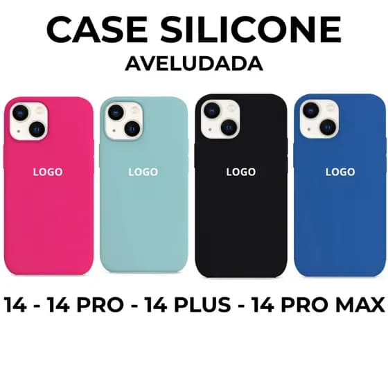 Case Veludo Silicone Iphone Premium 14 Pro Plus Max Com Logo Camurça Capa Capinha