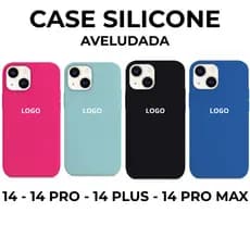 Case Veludo Silicone Iphone Premium 14 Pro Plus Max Com Logo Camurça Capa Capinha