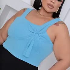 Blusa cropped feminino plus size GG bubble 46 a 50 flor básic
