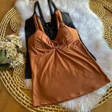 Blusa feminino plus size GG suplex alça fina 46 a 50 argola