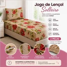 Jogo Lençol Solteiro Malha Estampada 2 peças (Lençol e Fronha) 100% Algodão Fronhas com Zíper