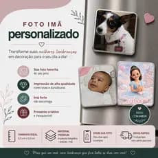 Ímã de Geladeira Personalizado com Foto 5x5cm Brilhante Bebê Casal Pet Família