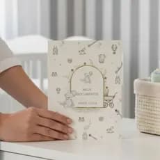 Pasta Bebê Ursinho minimalista Personalizada com Nome- neutra Ideal para Caderneta de Saúde, Exames, documentos