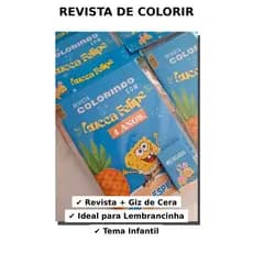 Kit 10 revistas para colorir personalizada Lembrancinha de aniversário + giz de cera Tema infantil