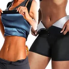 Kit Queima Gordura Feminino Regata + Bermuda Térmica Sauna Tecido Térmico Esportes Academia