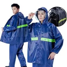 Conjunto Capa de Chuva para Motoboy Impermeável com Faixa Refletiva e Capuz com Proteção Facial Transparente para Motobo