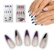12 Unhas Postiças Realistas Stiletto Decoradas Fácil de Aplicar Grandes Coloridas Reutilizáveis Kit