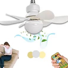 Lâmpada Luminária 40W com Ventilador de Teto 6 Pás 3 Modos Iluminação Silencioso Potente 2 EM 1 Ventilador 3 Velocidades