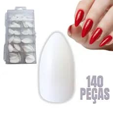 Kit com 140 Unhas Postiças Formato Stiletto Médio Modelo Leitosas Reutilizáveis para Nail Designer