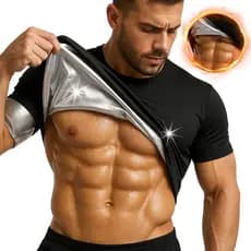 Camisa Térmica Masculina com Manga Modelo Sauna Compressão Queima Gordura Tecido Térmico Fitness