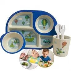 Kit de Refeição Infantil com 5 Peças Completo para Crianças Menina e Menino Introdução Alimentar