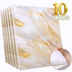 Kit Placas de Porcelanato Marmorizado  de Parede Autocolantes Tamanho Grande 60X60CM Efeito Mármore Realista