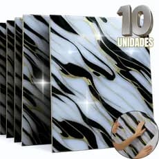Kit Placas de Porcelanato Marmorizado  Autocolante Tamanho Grande Impermeável Efeito 3D Adesivas 60x60cm
