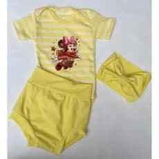 Kit com Três Peças Body, Tapa Fralda + Tiata - Minie Astronauta