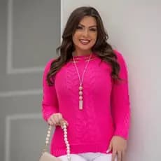 Blusa suéter luxo gola vazada com detalhe trançado central e nas mangas em alto relevo trico modal premium moletom feminino grosso inverno ótima qualidade