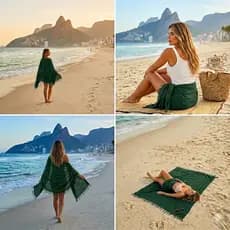 Canga Praia Lisa Simples Viscose Moda Verão 2024 Franja Uno