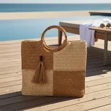 Bolsa Praia Feminina Palha Grande Piscina Moda Verão Chic