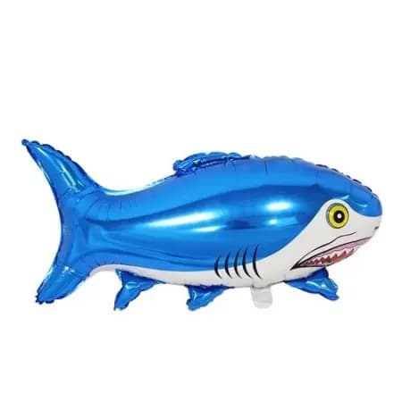 10 Balão Metalizado Peixe Tubarão Azul 78*37cm /RR