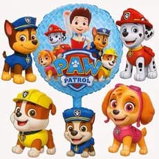 5 Balão Metalizado Patrulha Canina Gigante- Cão Chase Skye Marshall - Decoração Festa Aniversário