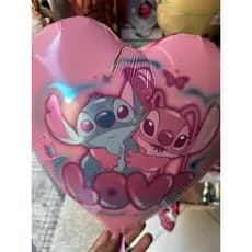 Kit C/ 5 Balões Metalizado Lillo Stitch Rosa 45 Cm kk