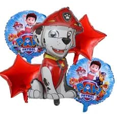 Kit 5 Balão Patrulha Canina Marshall 2 + Balão Redondo+ Estrela Metalizados
